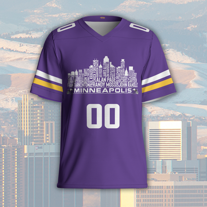 Minnesota Jersey Custom Football Greatest Of All Time Team Legends Minnesota City Skyline Jersey Shirt Personalized Embroidery Name Number