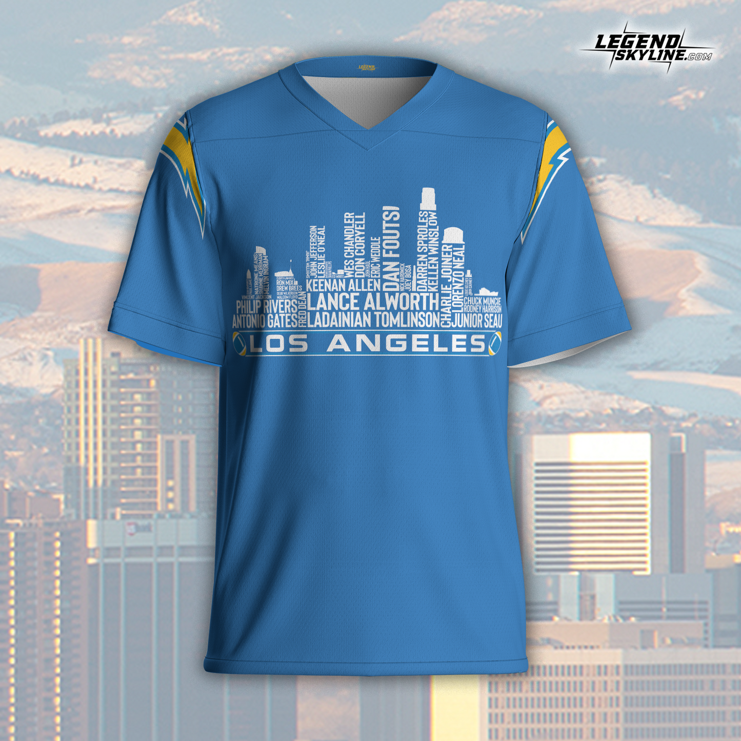 Los Angeles C Jersey Custom Football Greatest Of All Time Team Legends Los Angeles City Skyline Jersey Shirt Personalized Embroidery Name Number