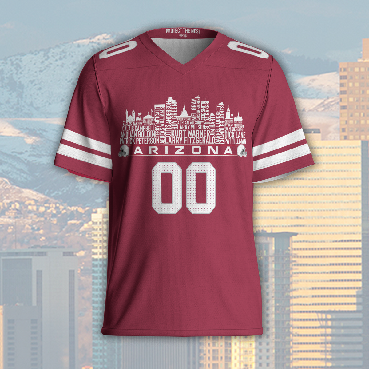 Arizona Custom Football Jersey Greatest Of All Time Team Legends Arizona City Skyline Shirt Personalized Embroidery Name Number