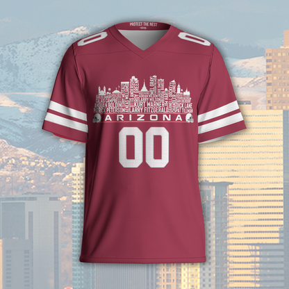 Arizona Custom Football Jersey Greatest Of All Time Team Legends Arizona City Skyline Shirt Personalized Embroidery Name Number