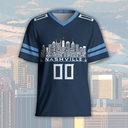 Tennessee Custom Football Jersey Greatest Of All Time Team Legends Tennessee City Skyline Shirt Personalized Embroidery Name Number
