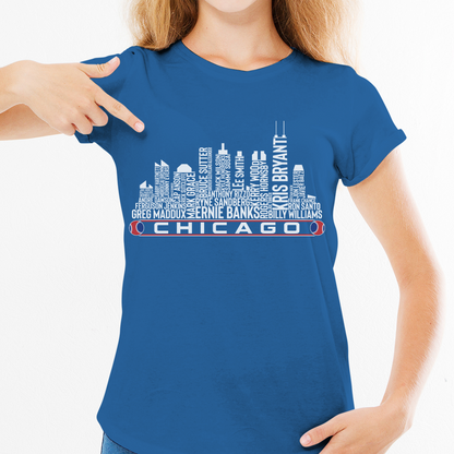 Chicago Baseball Greatest Of All Time Team Legend Chicago City Skyline Shirts