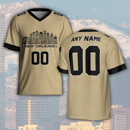 New Orleans Jersey Custom Football Greatest Of All Time Team Legends New Orleans City Skyline Jersey Shirt Personalized Embroidery Name Number