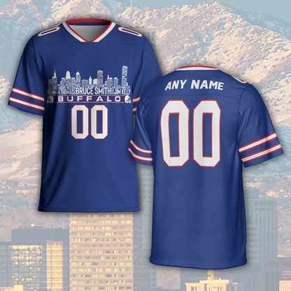 Buffalo Jersey Custom Football Greatest Of All Time Team Legends Buffalo Skyline Jersey Shirt Personalized Embroidery Name Number