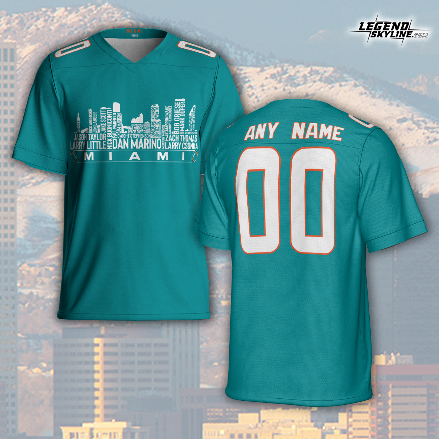 Miami Jersey Custom Football Greatest Of All Time Team Legends Miami City Skyline Jersey Shirt Personalized Embroidery Name Number