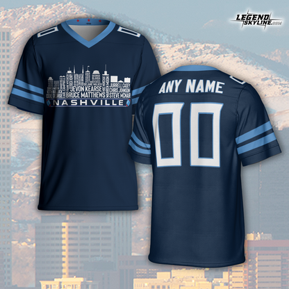 Tennessee Custom Football Jersey Greatest Of All Time Team Legends, Tennessee City Skyline Shirt, Personalized Embroidery Name Number