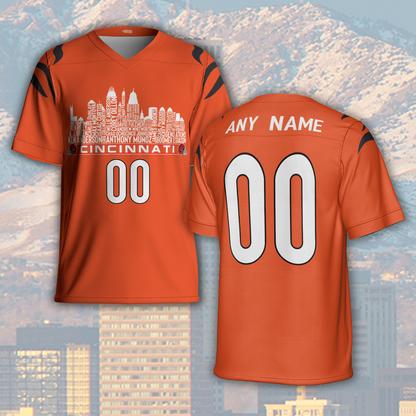 Cincinnati Jersey Custom Football Greatest Of All Time Team Legends Cincinnati City Skyline Jersey Shirt Personalized Embroidery Name Number