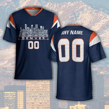 Denver Custom Football Jersey Greatest Of All Time Team Legends Denver City Skyline Shirt Personalized Embroidery Name Number