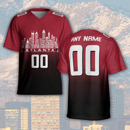 Atlanta Jersey Custom Football Greatest Of All Time Team Legends Atlanta City Skyline Jersey Shirt Personalized Embroidery Name Number