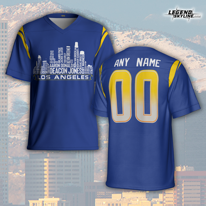 Los Angeles R Jersey Custom Football Greatest Of All Time Team Legends Los Angeles City Skyline Jersey Shirt Personalized Embroidery Name Number