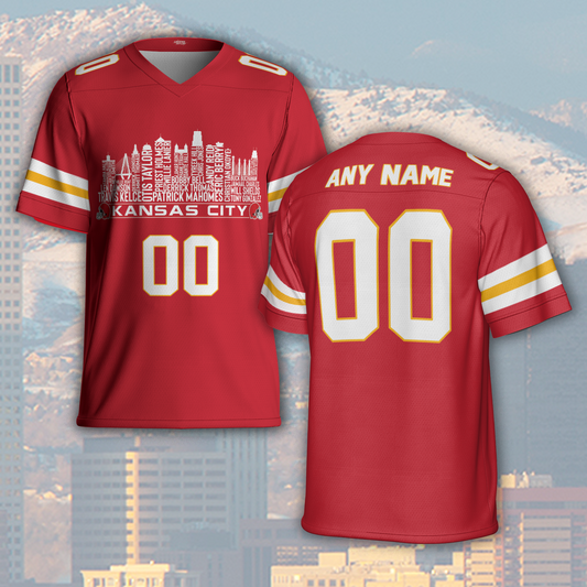 Kansas Jersey Custom Football Greatest Of All Time Team Legends Kansas City Skyline Jersey Shirt Personalized Embroidery Name Number