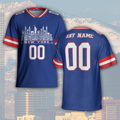 New York Jersey Custom Football Greatest Of All Time Team Legends New York City Skyline Jersey Shirt Personalized Embroidery Name Number