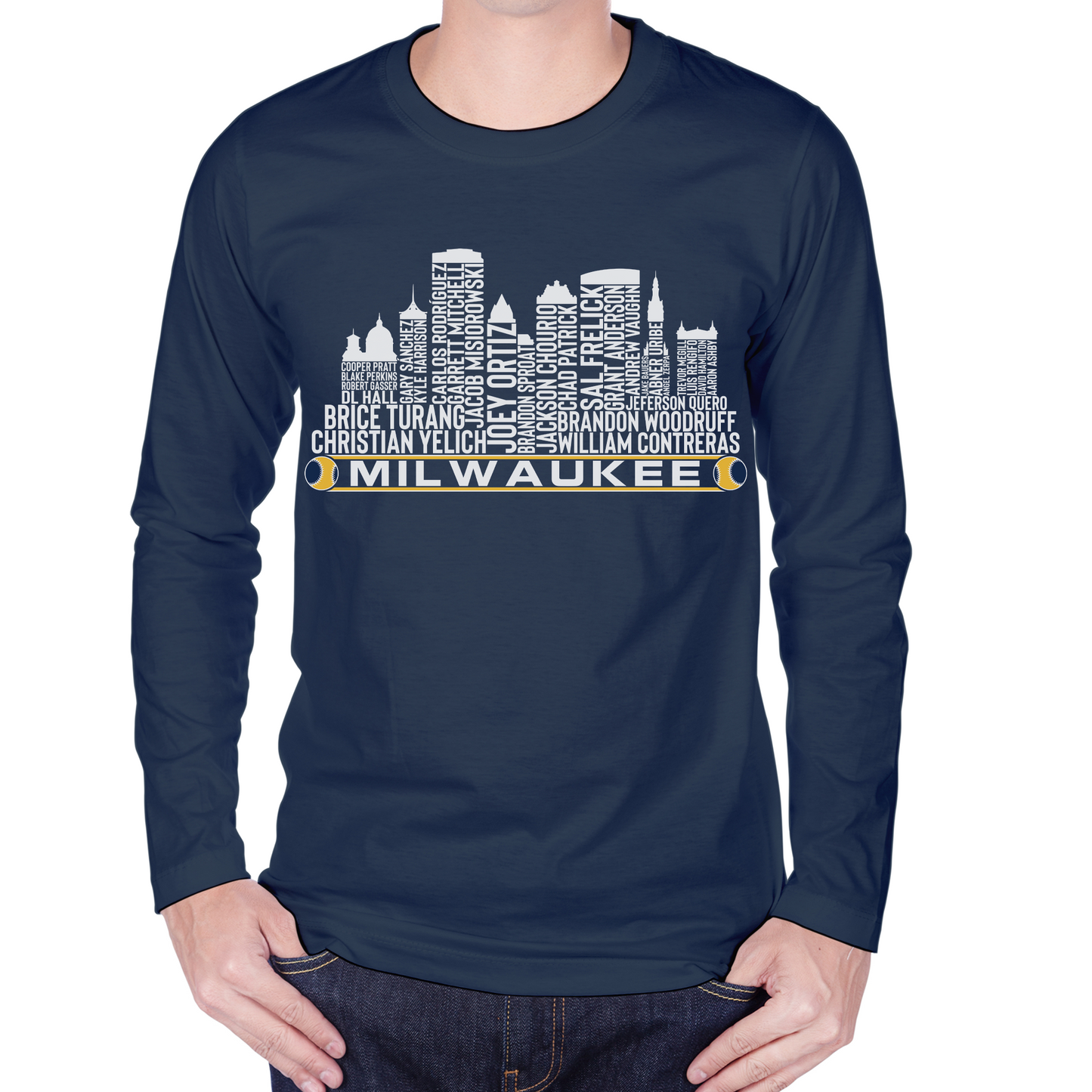 Milwaukee Baseball Team Current Roster Milwaukee City Skyline Shirts