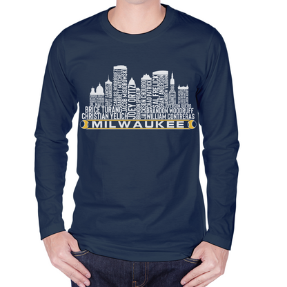 Milwaukee Baseball Team Current Roster Milwaukee City Skyline Shirts
