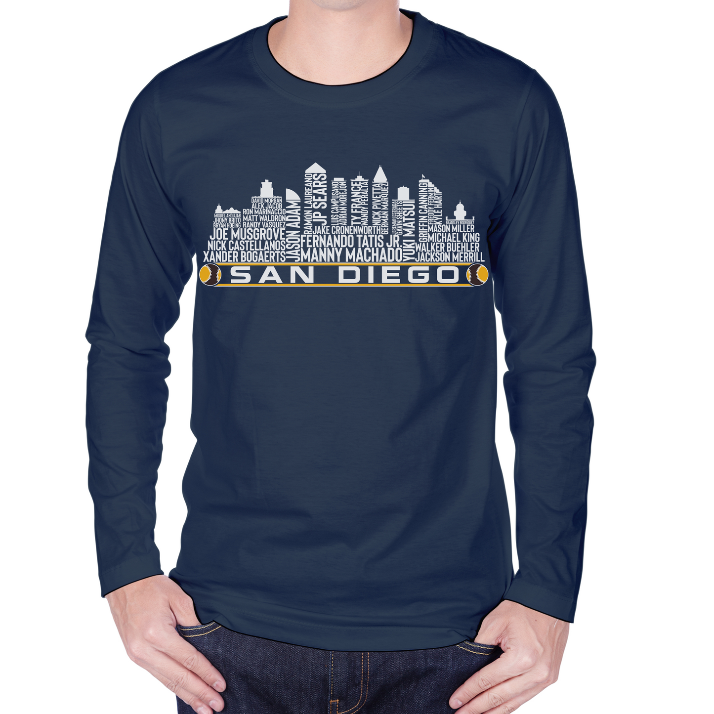 San Diego Baseball Team Current Roster San Diego City Skyline Shirts
