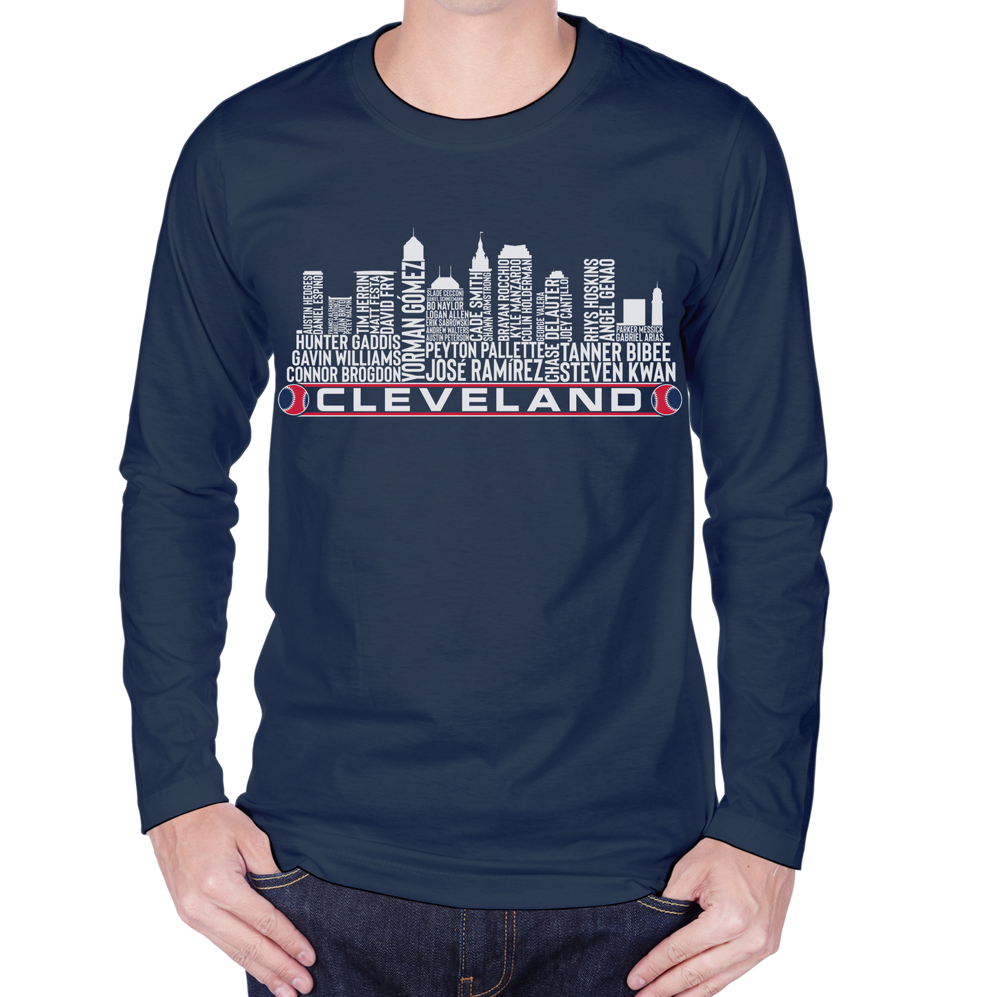 Cleveland Baseball Team Current Roster Cleveland City Skyline Shirts