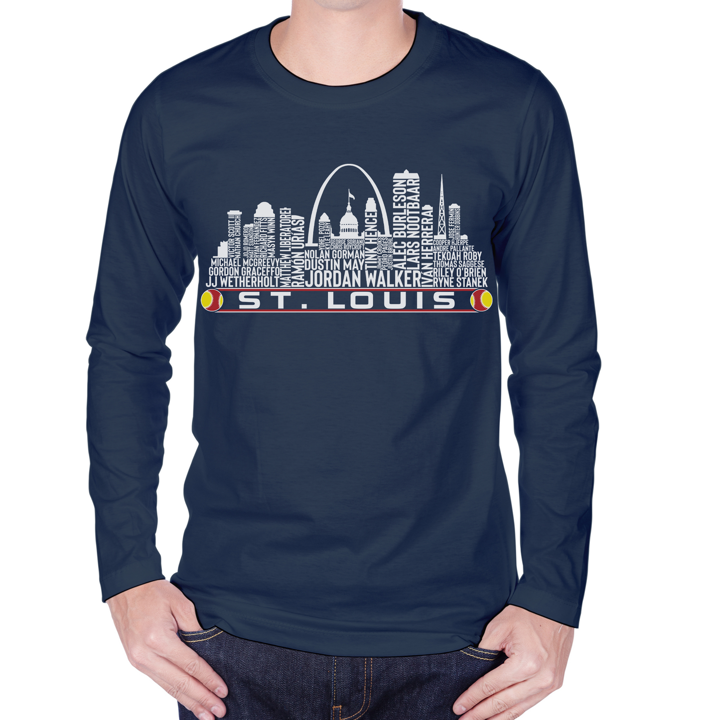 St. Louis Baseball Team Current Roster St. Louis City Skyline Shirts