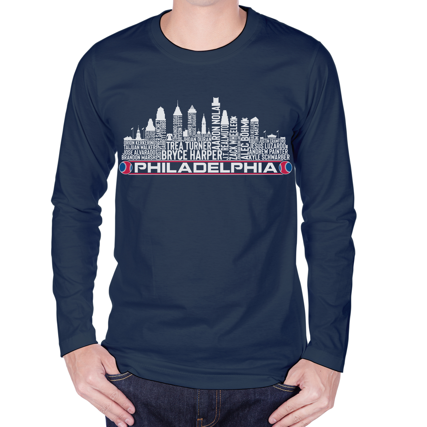 Philadelphia Baseball Team Current Roster Philadelphia City Skyline Shirts