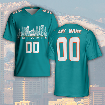 Miami Jersey Custom Football Greatest Of All Time Team Legends Miami City Skyline Jersey Shirt Personalized Embroidery Name Number