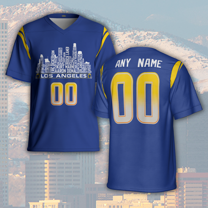 Los Angeles R Jersey Custom Football Greatest Of All Time Team Legends Los Angeles City Skyline Jersey Shirt Personalized Embroidery Name Number