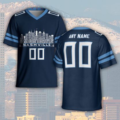 Tennessee Custom Football Jersey Greatest Of All Time Team Legends Tennessee City Skyline Shirt Personalized Embroidery Name Number