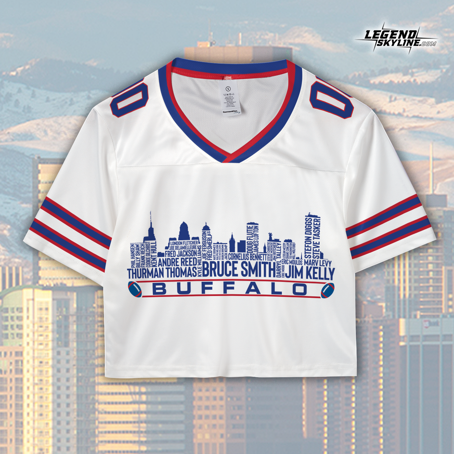 Buffalo Jersey Custom Football Greatest Of All Time Team Legends Buffalo City Skyline Jersey Shirt, Personalized Embroidery Name Number