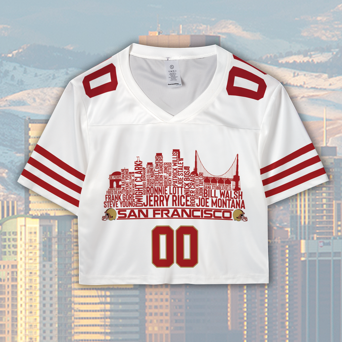 San Francisco Custom Football Jersey Greatest Of All Time Team Legends San Francisco City Skyline Shirt Personalized Embroidery Name Number