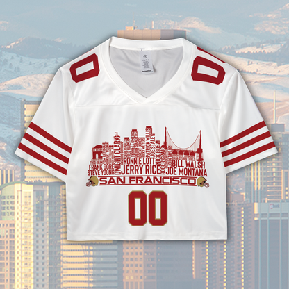 San Francisco Custom Football Jersey Greatest Of All Time Team Legends San Francisco City Skyline Shirt Personalized Embroidery Name Number