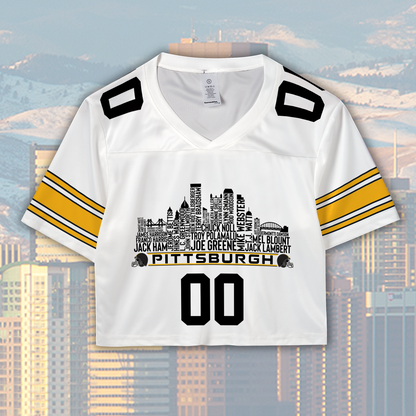 Pittsburgh Custom Football Jersey Greatest Of All Time Team Legends Pittsburgh City Skyline Shirt Personalized Embroidery Name Number