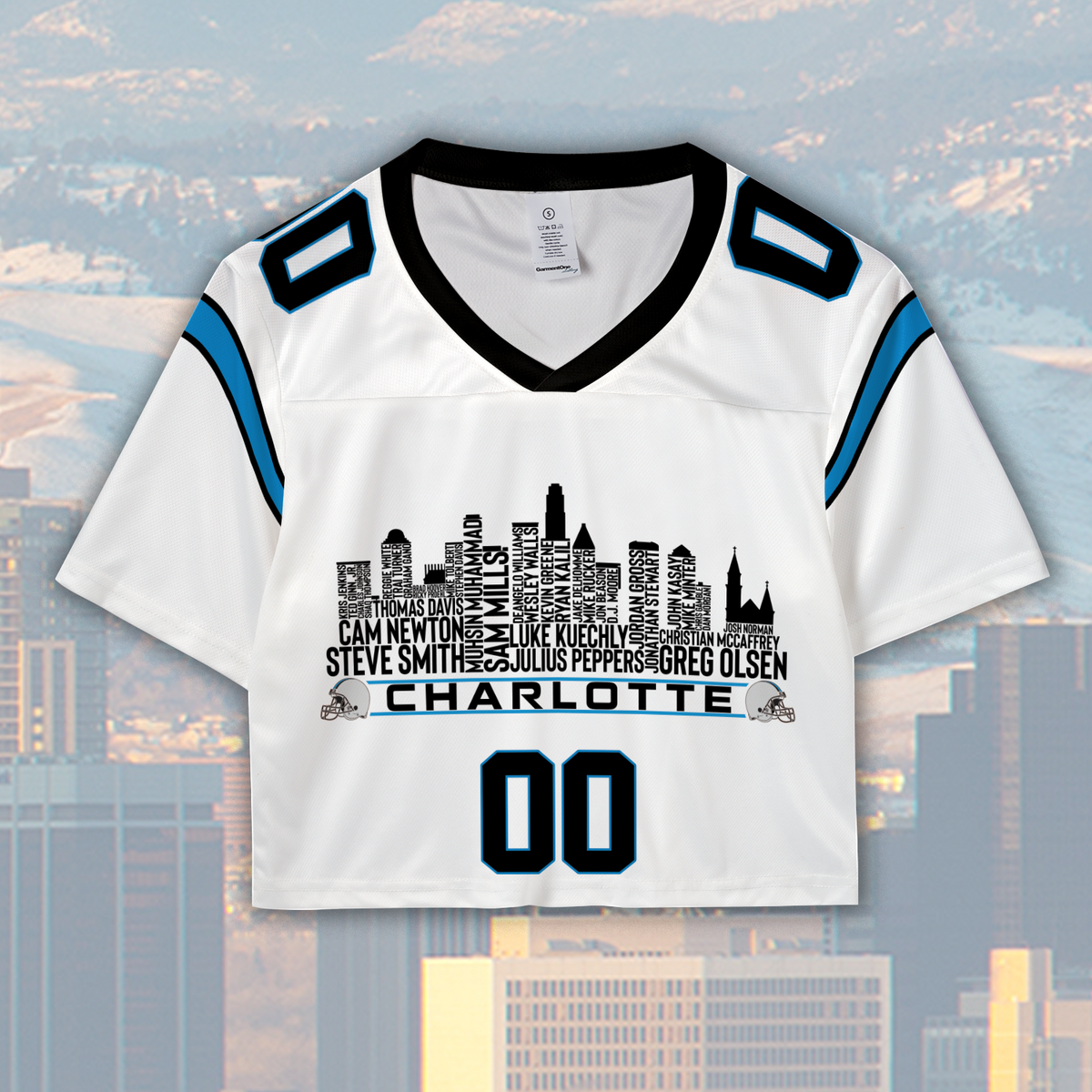 Carolina Jersey Custom Football Greatest Of All Time Team Legends Charlotte City Skyline Jersey Shirt Personalized Embroidery Name Number