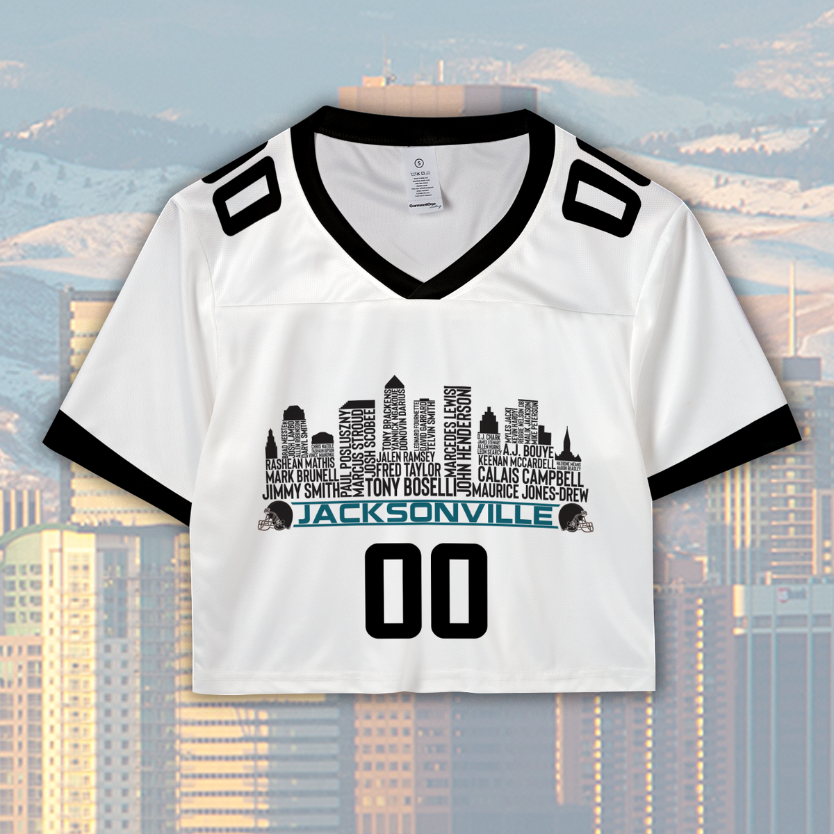 Jacksonville Jersey Custom Football Greatest Of All Time Team Legends Jacksonville City Skyline Jersey Shirt Personalized Embroidery Name Number