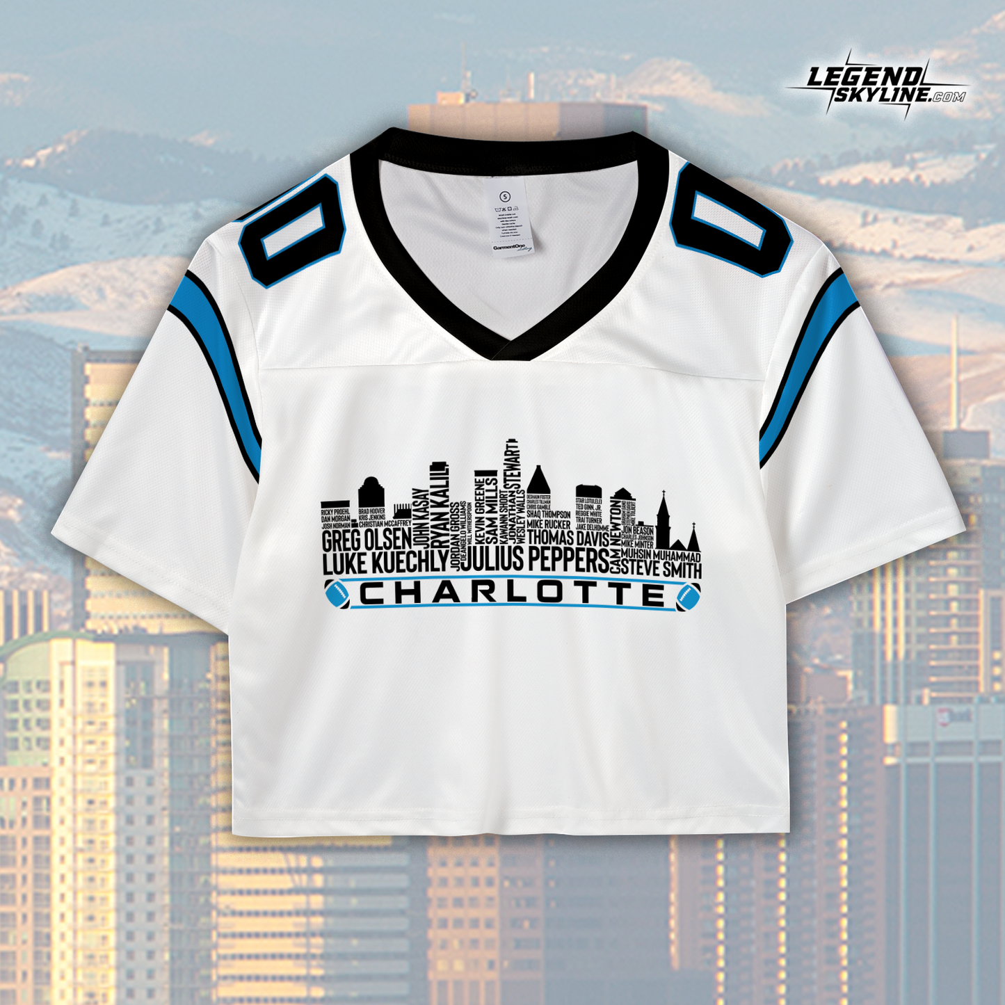 Carolina Jersey Custom Football Greatest Of All Time Team Legends Charlotte City Skyline Jersey Shirt, Personalized Embroidery Name Number