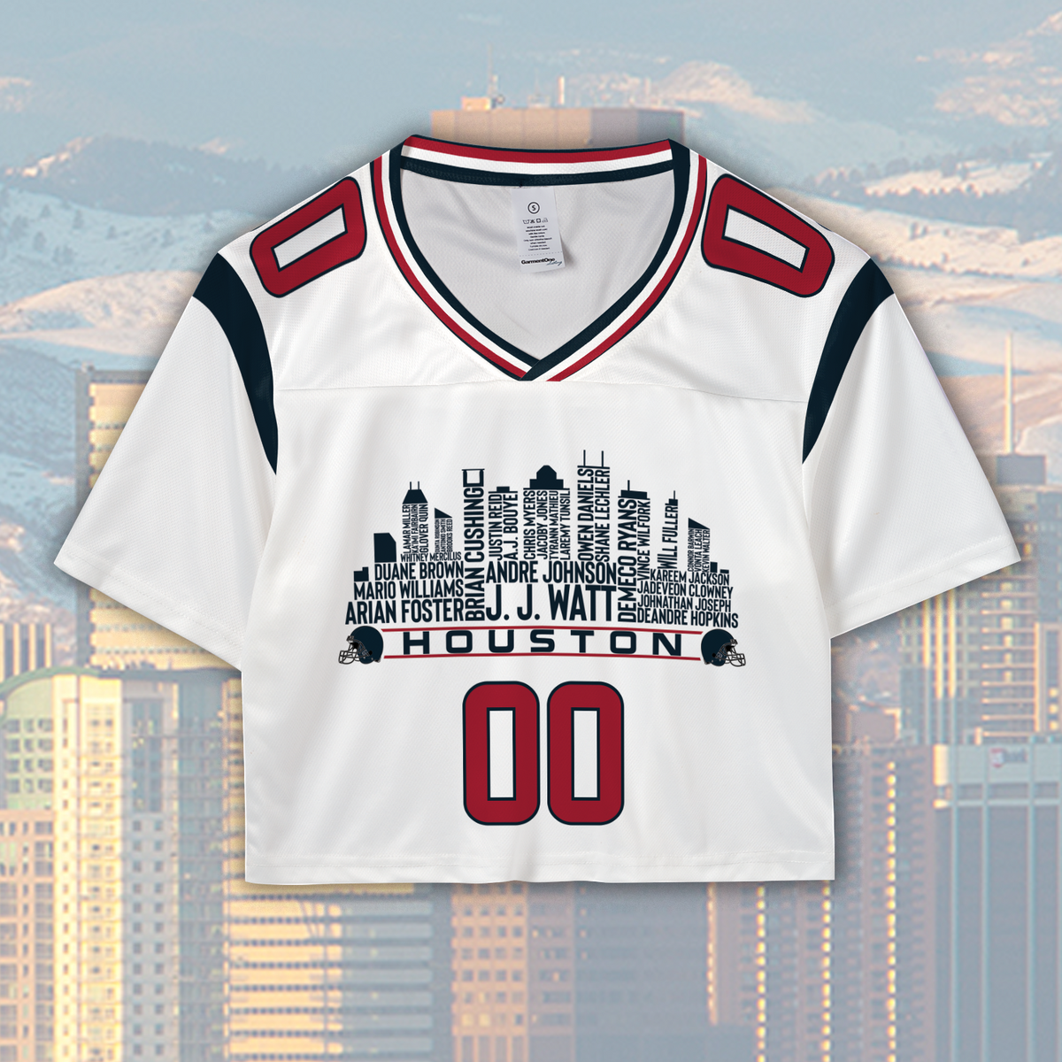 Houston Jersey Custom Football Greatest Of All Time Team Legends Houston City Skyline Jersey Shirt Personalized Embroidery Name Number