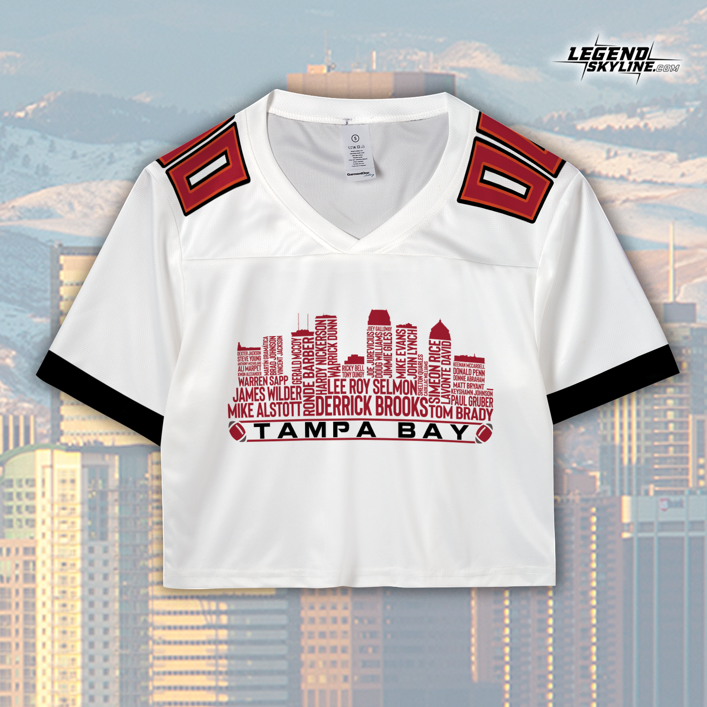 Tampa Bay Custom Football Greatest Of All Time Team Legends Tampa Bay City Skyline Jersey Shirt, Personalized Embroidery Name Number