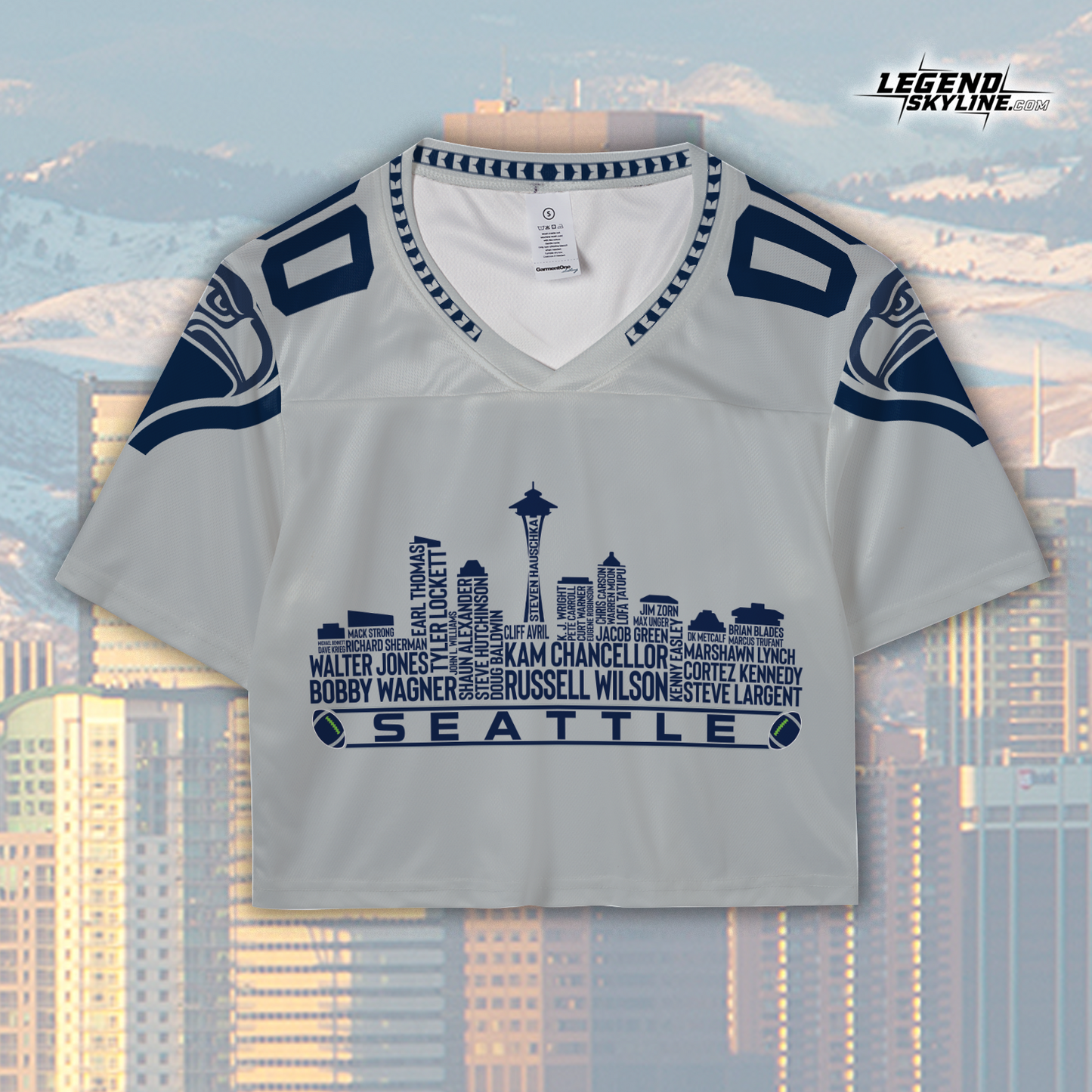 Seattle Custom Football Jersey Greatest Of All Time Team Legends, Seattle City Skyline Shirt, Personalized Embroidery Name Number