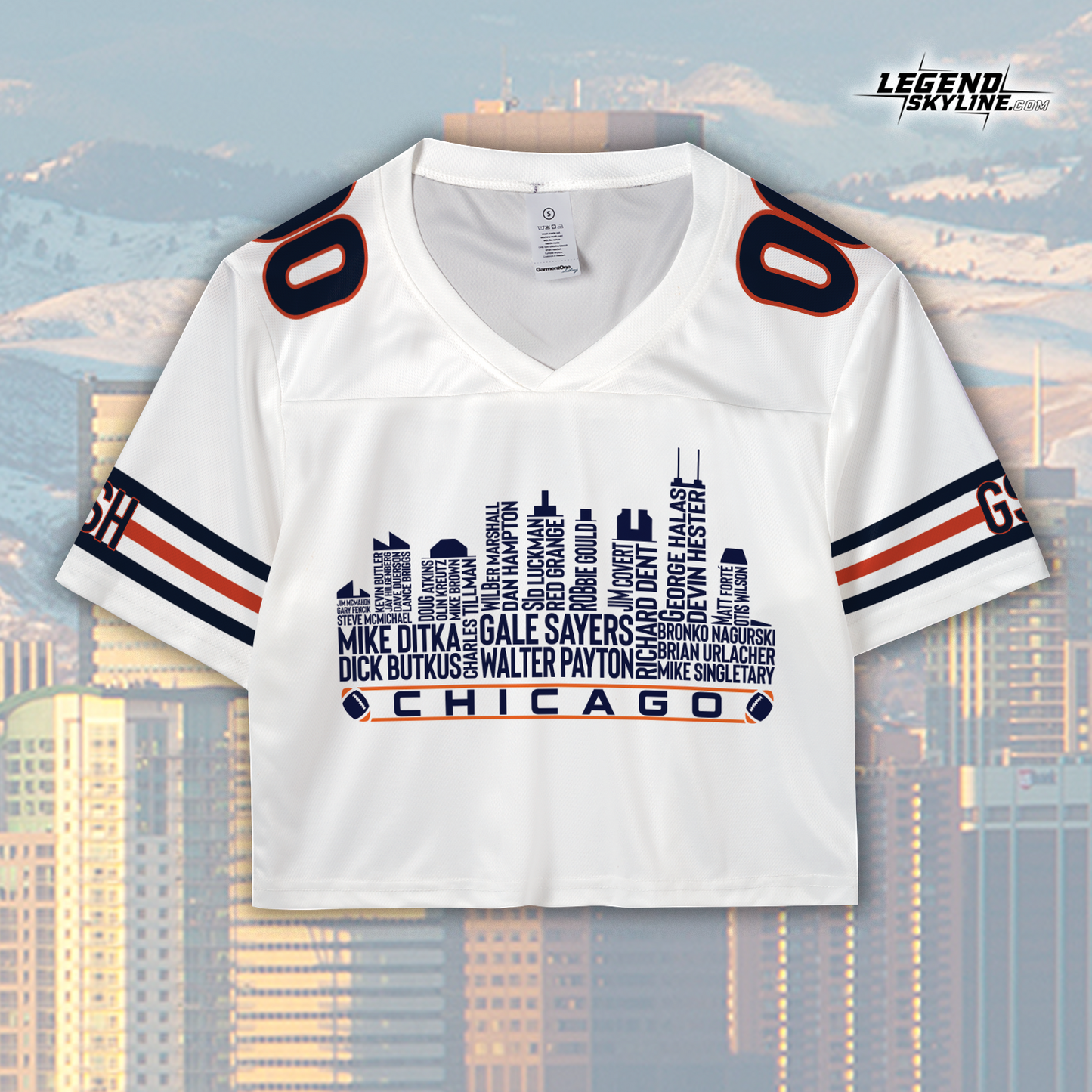 Chicago Jersey Custom Football Greatest Of All Time Team Legends Chicago City Skyline Jersey Shirt, Personalized Embroidery Name Number