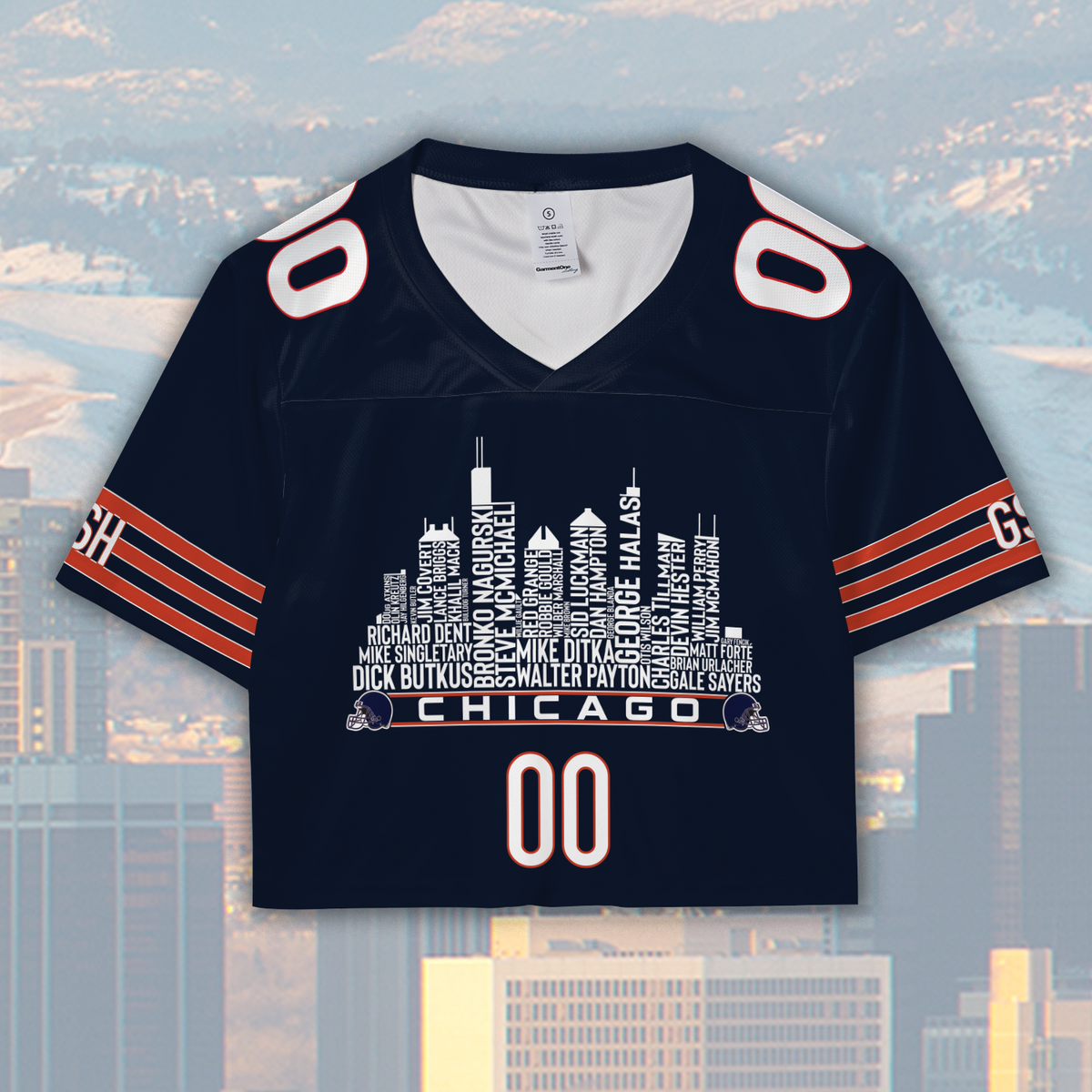 Chicago Jersey Custom Football Greatest Of All Time Team Legends Chicago City Skyline Jersey Shirt, Personalized Embroidery Name Number