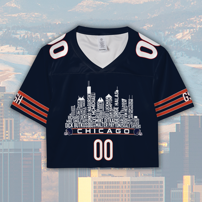 Chicago Jersey Custom Football Greatest Of All Time Team Legends Chicago City Skyline Jersey Shirt, Personalized Embroidery Name Number