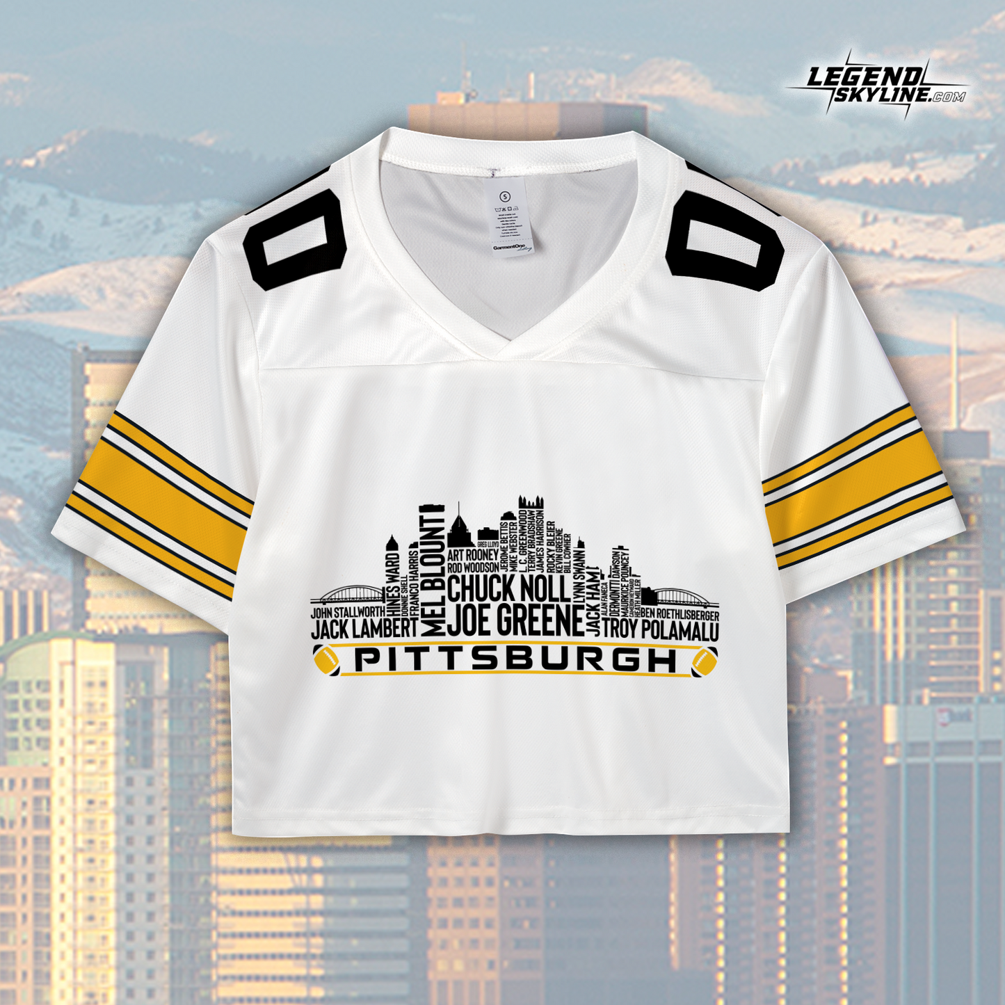 Pittsburgh Custom Football Jersey Greatest Of All Time Team Legends Pittsburgh City Skyline Shirt Personalized Embroidery Name Number