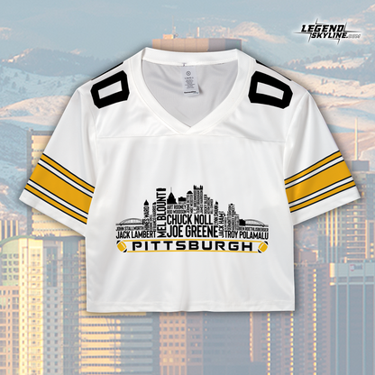 Pittsburgh Custom Football Jersey Greatest Of All Time Team Legends Pittsburgh City Skyline Shirt Personalized Embroidery Name Number