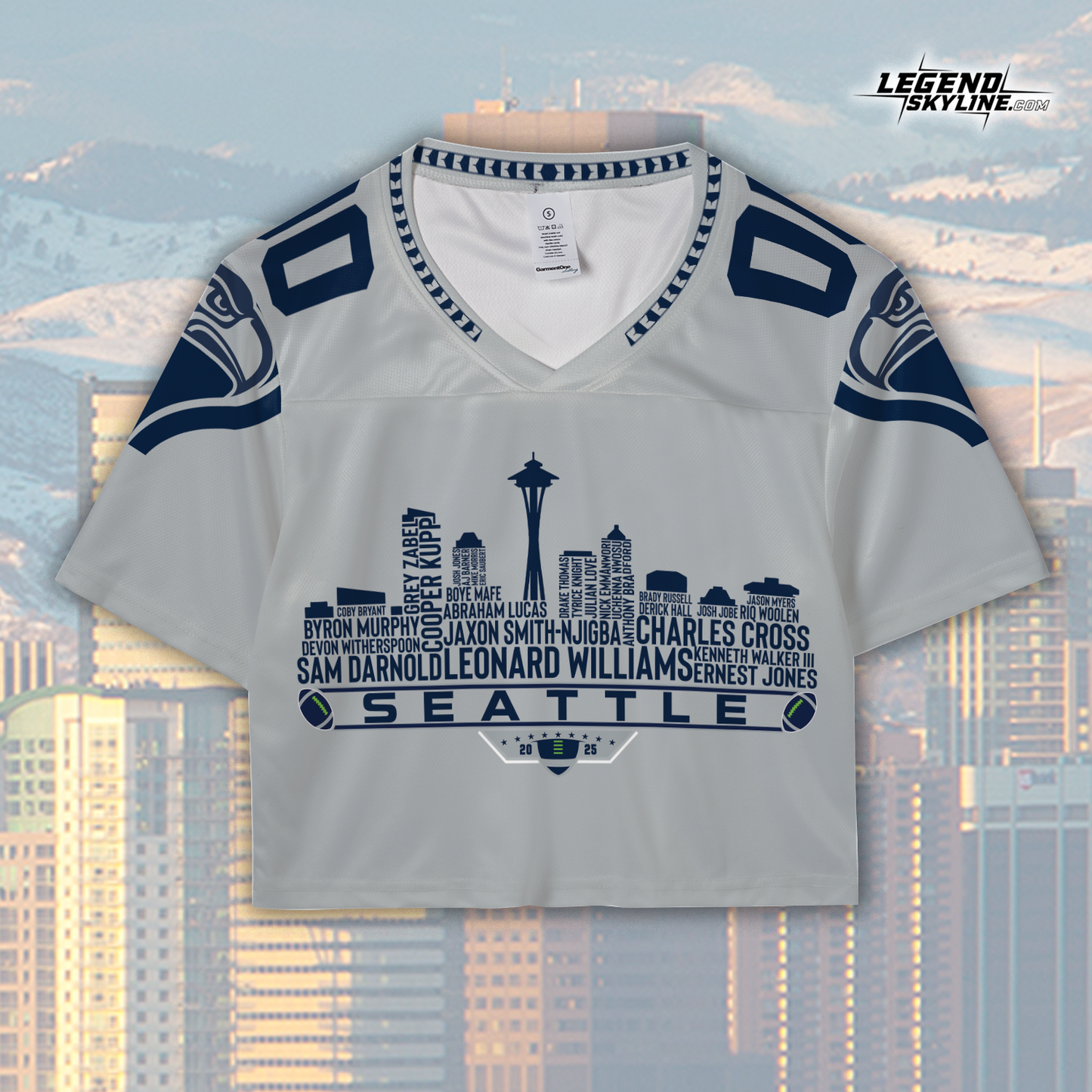 Seattle Football Jersey Custom Legacy Roster 2025 Seattle City Skyline Personalized Embroidery Name Number Shirts