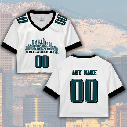 Philadelphia Custom Football Jersey Greatest Of All Time Team Legends Philadelphia City Skyline Shirt Personalized Embroidery Name Number