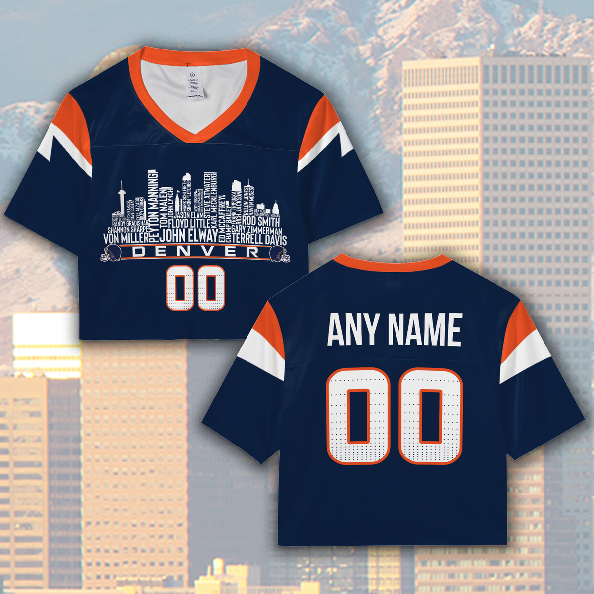 Denver Custom Football Jersey Greatest Of All Time Team Legends Denver City Skyline Shirt Personalized Embroidery Name Number