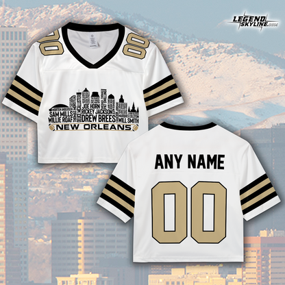 New Orleans Jersey Custom Football Greatest Of All Time Team Legends New Orleans City Skyline Jersey Shirt, Personalized Embroidery Name Number