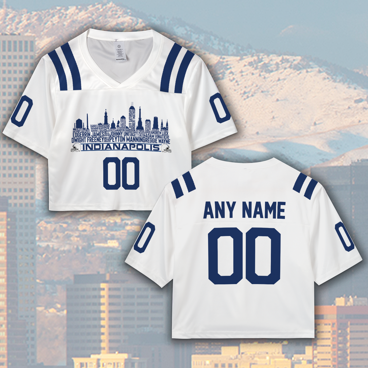 Indianapolis Jersey Custom Football Greatest Of All Time Team Legends Indianapolis City Skyline Jersey Shirt Personalized Embroidery Name Number