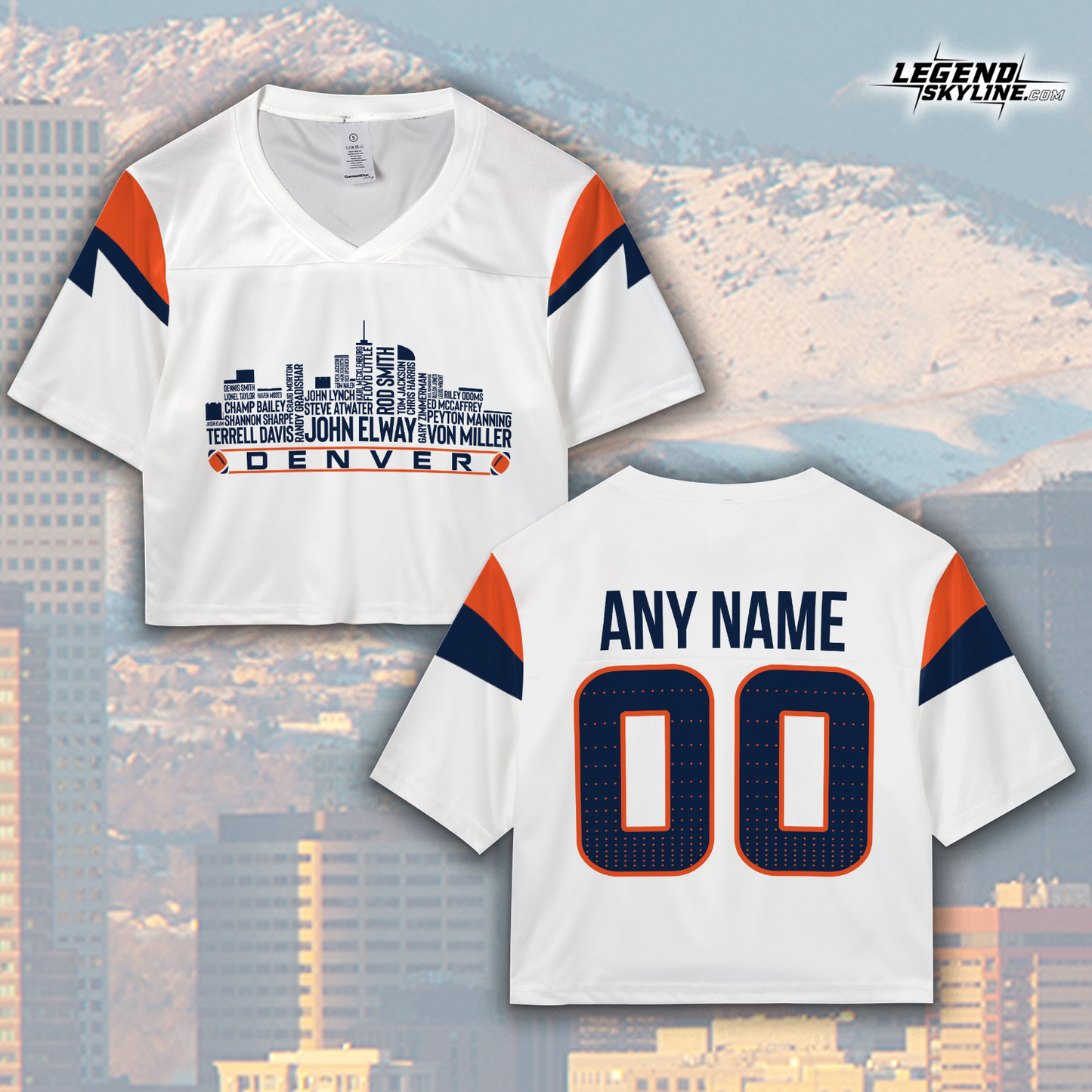 Denver Custom Football Jersey Greatest Of All Time Team Legends Denver City Skyline Shirt Personalized Embroidery Name Number