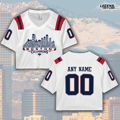 New England Custom Jersey Champions LX Football 2026 Bowl Dream Team Boston Skyline Personalized Embroidery Name Number