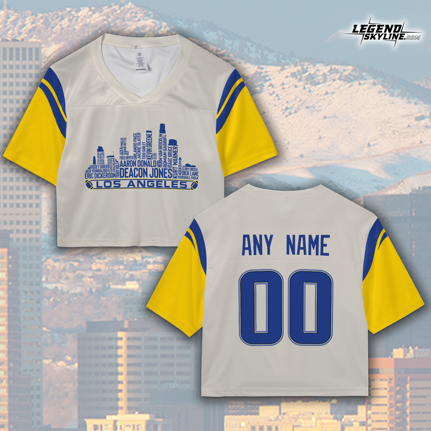 Los Angeles R Jersey Custom Football Greatest Of All Time Team Legends Los Angeles City Skyline Jersey Shirt Personalized Embroidery Name Number