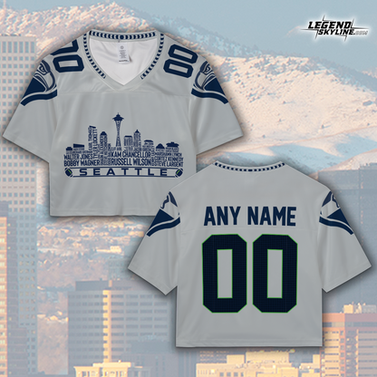 Seattle Custom Football Jersey Greatest Of All Time Team Legends, Seattle City Skyline Shirt, Personalized Embroidery Name Number