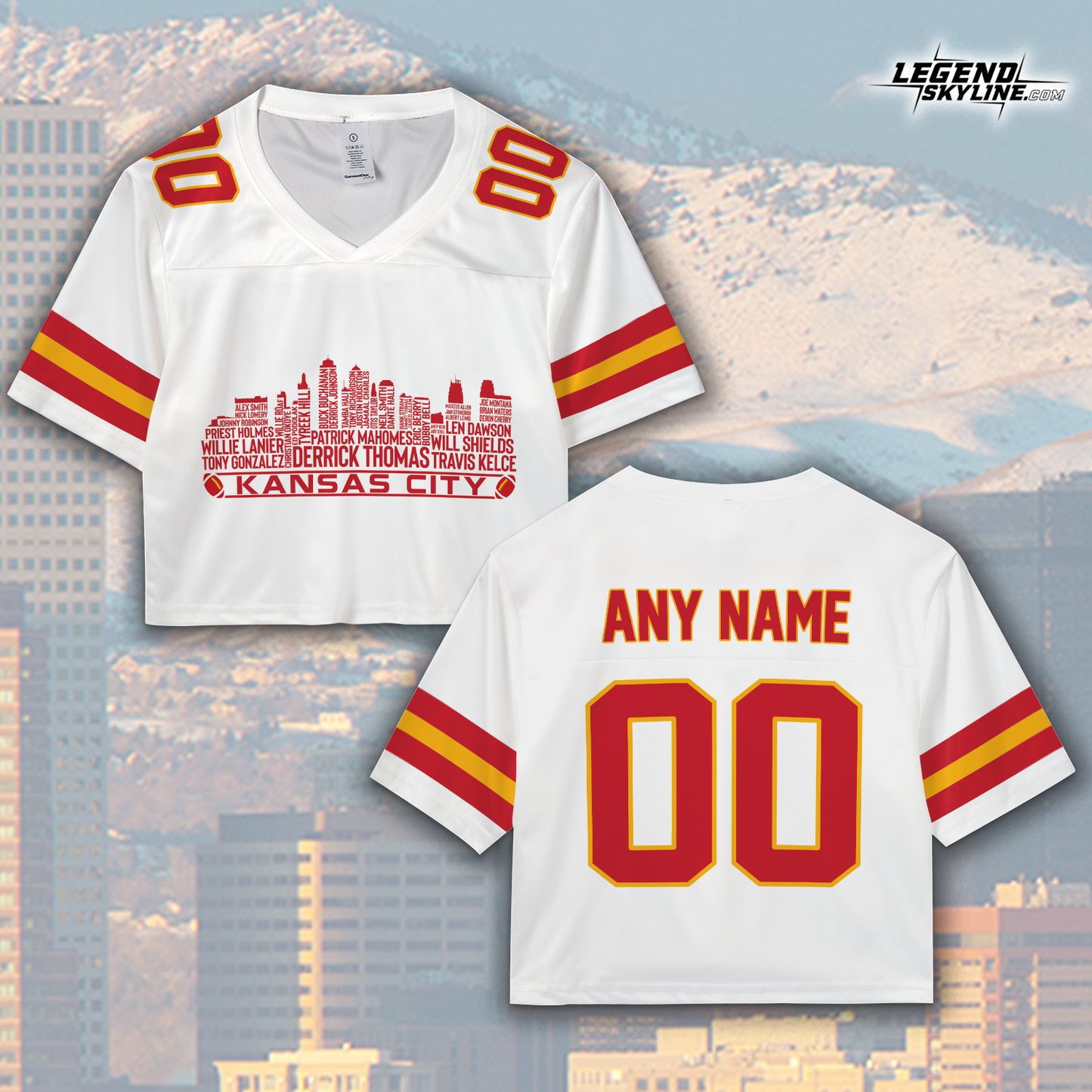 Kansas Jersey Custom Football Greatest Of All Time Team Legends Kansas City Skyline Jersey Shirt, Personalized Embroidery Name Number